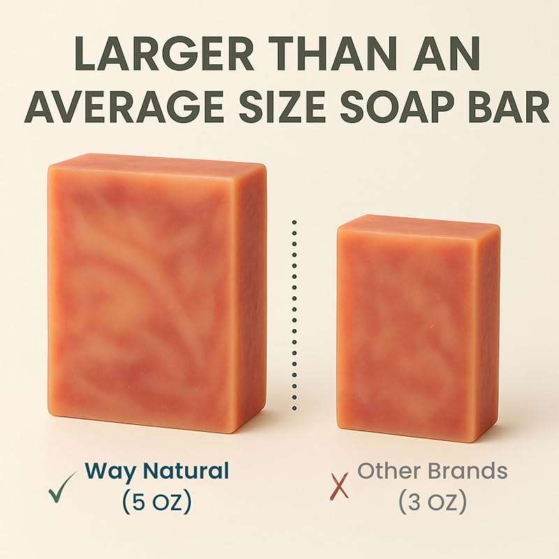 Way Natural Goat Milk Soap Bar Variety 3-Pack (5oz Bars) - Natural, Handmade, Gentle - Cold Process Goat Soap for Hands & Body, Women & Men, No Dyes, USA Made - Lavender, Cherry Almond, Honey Oatmeal - Image 5