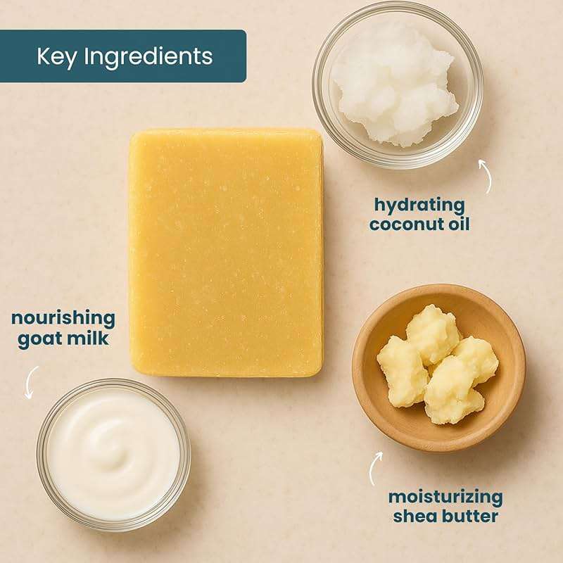 Way Natural Goat Milk Soap Bar Variety 3-Pack (5oz Bars) - Natural, Handmade, Gentle - Cold Process Goat Soap for Hands & Body, Women & Men, No Dyes, USA Made - Lavender, Cherry Almond, Honey Oatmeal - Image 6