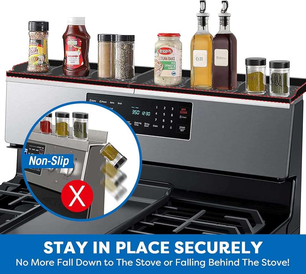 Hydream Stove Top for Silicone Shelf,30 Inch Magnetic Shelf Over the Stove Spice Rack,Kitchen Organizer Magnet Above Stovetop Back of Flat Storage Suctioned-Black - Image 6