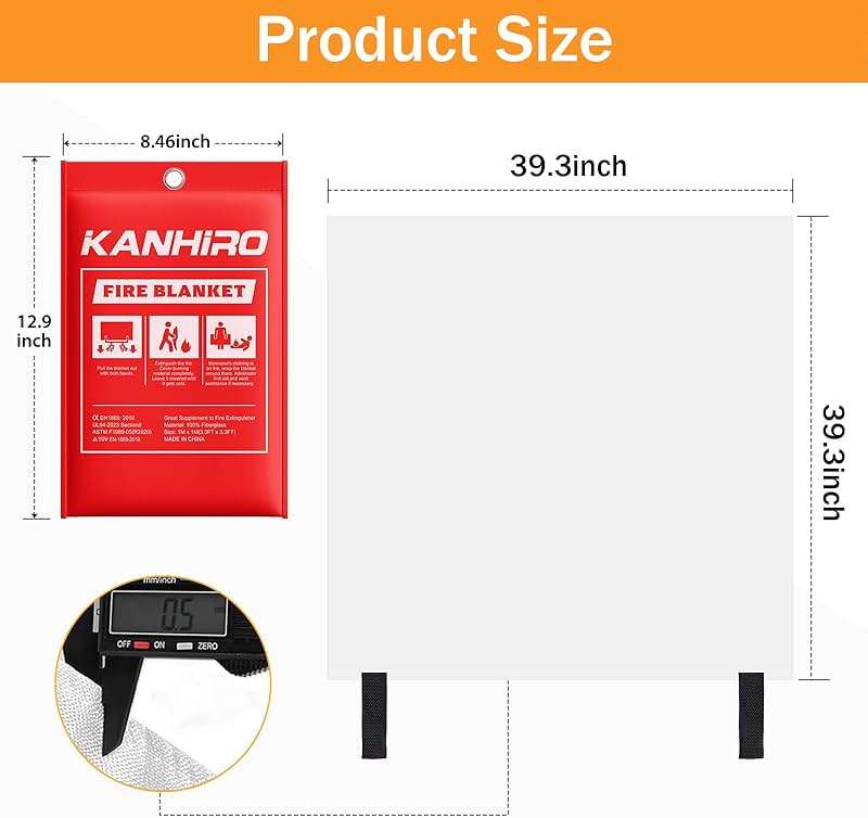 Emergency Fire Blanket for Home Kitchen - KANHIRO Fiberglass Fire Suppression Blanket Great for School, Fireplace, Grill, Car, Office, Warehouse (4 Pack, 40"x40") - Image 2