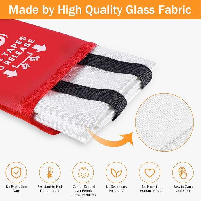 Emergency Fire Blanket for Home Kitchen - KANHIRO Fiberglass Fire Suppression Blanket Great for School, Fireplace, Grill, Car, Office, Warehouse (4 Pack, 40"x40") - Image 5