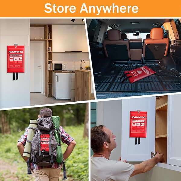 Emergency Fire Blanket for Home Kitchen - KANHIRO Fiberglass Fire Suppression Blanket Great for School, Fireplace, Grill, Car, Office, Warehouse (4 Pack, 40"x40") - Image 6