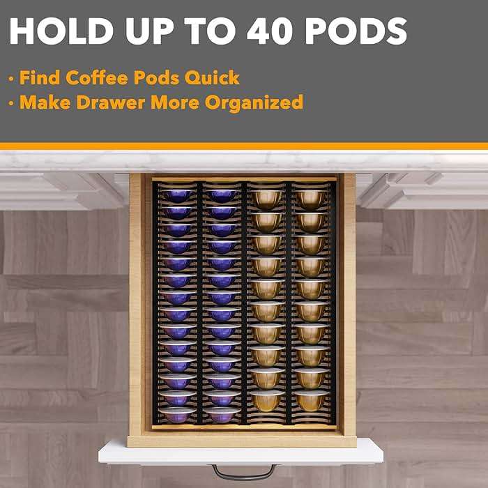 SpaceAid Coffee Pod Holder Drawer Organizer for Nespresso Vertuo Capsule, Bamboo Holder Tray Storage for Nespresso Vertuo, Compatible with 40 Big or 52 Small Vertuoline Pods (Drawer Insert) - Image 6