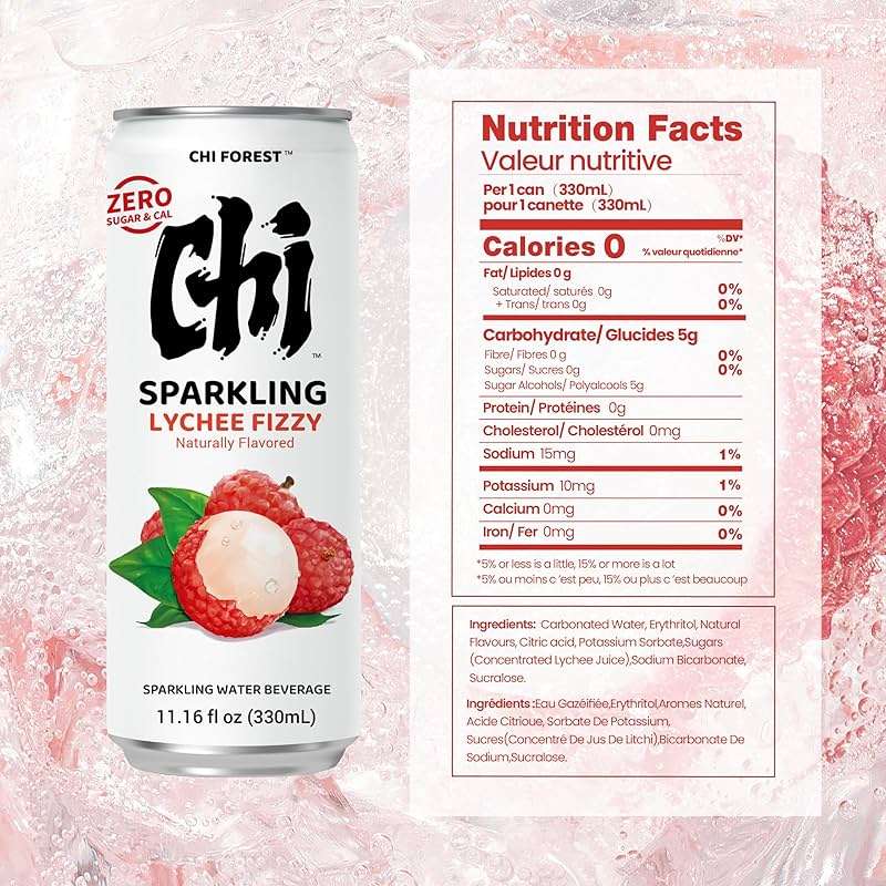 CHI FOREST Lychee Fizzy Sparkling Water (11.16 oz* 24) - Image 2