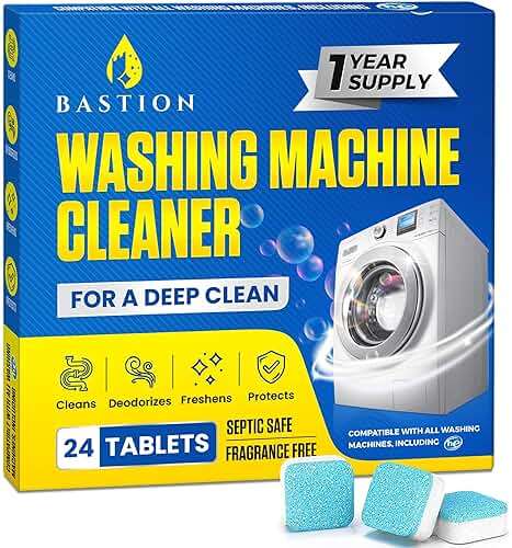 Washing Machine Cleaner Tablets 24 pack Powerful Descaler -Deep Cleaning for HE Front Loader & Top Load Washer Septic Safe Eco-Friendly Deodorizer Clean Drum & Laundry Tub Seal- Year's Supply - Image 1