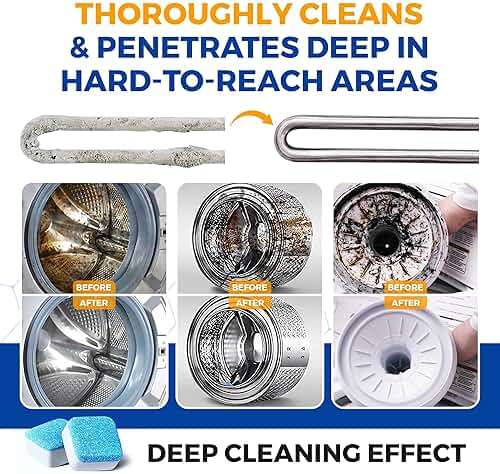 Washing Machine Cleaner Tablets 24 pack Powerful Descaler -Deep Cleaning for HE Front Loader & Top Load Washer Septic Safe Eco-Friendly Deodorizer Clean Drum & Laundry Tub Seal- Year's Supply - Image 6