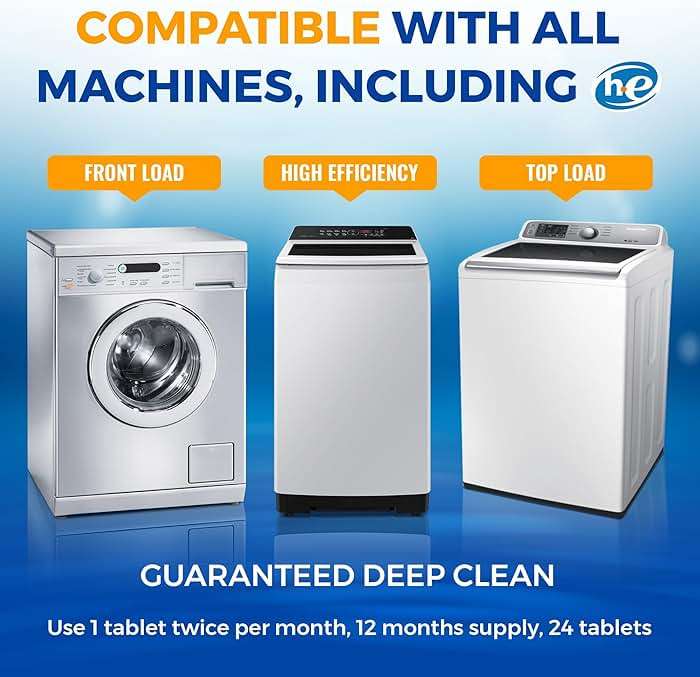 Bastion Washing Machine Cleaner, Deodorizer, & Descaler 6-Pack - Active Deep Cleaning Tablets For HE Front Loader & Top Load Washer, Septic Safe Eco-Friendly - 3 Month Supply - Image 3