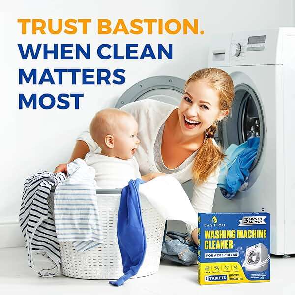 Bastion Washing Machine Cleaner, Deodorizer, & Descaler 6-Pack - Active Deep Cleaning Tablets For HE Front Loader & Top Load Washer, Septic Safe Eco-Friendly - 3 Month Supply - Image 7