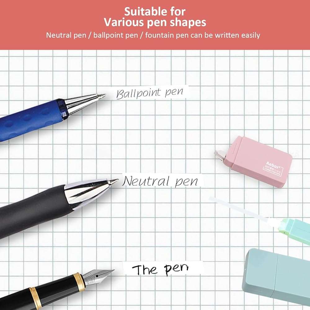 Aebor 6 Pack Correction Tape Cute White Tape Macaron Color Correction Tape, Easy To Use Applicator for Instant Corrections for Students,Office Workers - Image 4
