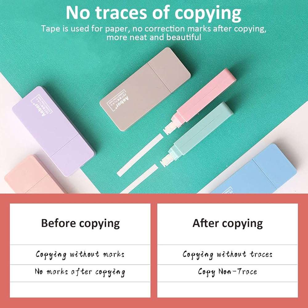 Aebor 6 Pack Correction Tape Cute White Tape Macaron Color Correction Tape, Easy To Use Applicator for Instant Corrections for Students,Office Workers - Image 5