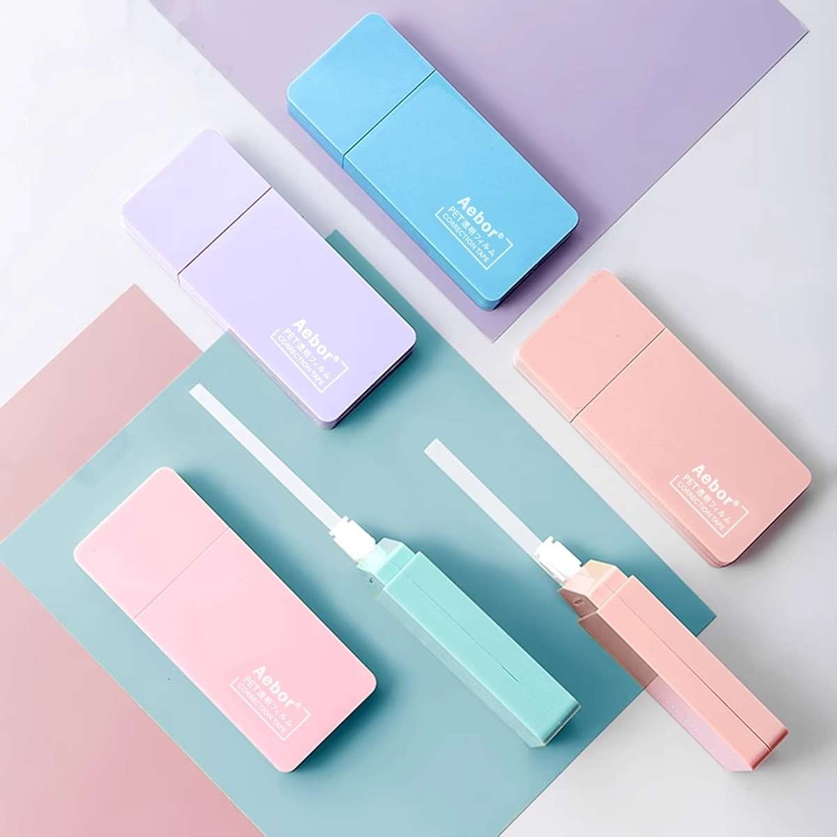Aebor 6 Pack Correction Tape Cute White Tape Macaron Color Correction Tape, Easy To Use Applicator for Instant Corrections for Students,Office Workers - Image 8
