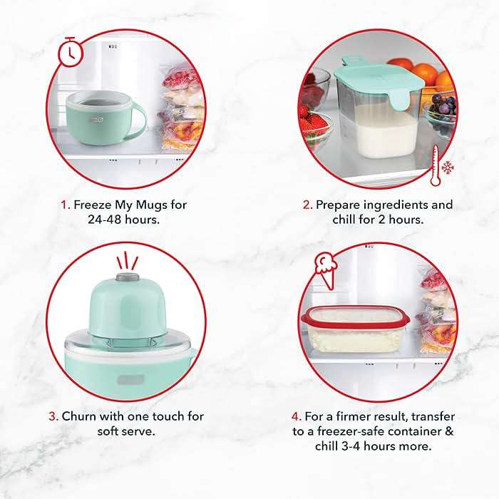Dash My Mug Ice Cream Maker - Makes Single Serving of Gelato, Frozen Yogurt, Sorbet & More - Easy to Clean & Use - Aqua, 2 Bowls - Image 5