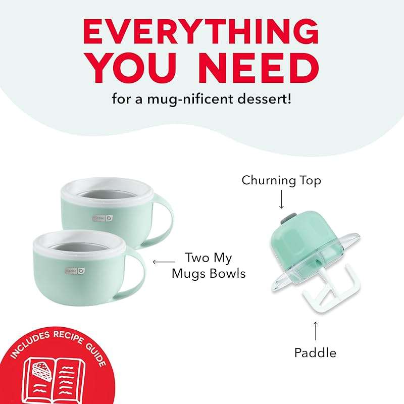 Dash My Mug Ice Cream Maker - Makes Single Serving of Gelato, Frozen Yogurt, Sorbet & More - Easy to Clean & Use - Aqua, 2 Bowls - Image 6