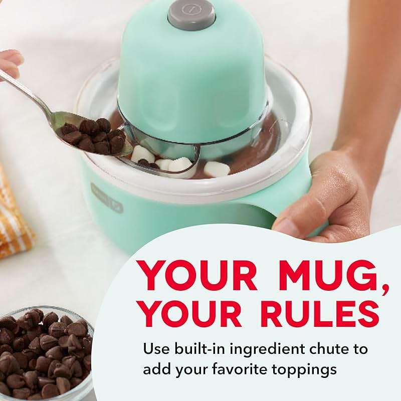 Dash My Mug Ice Cream Maker - Makes Single Serving of Gelato, Frozen Yogurt, Sorbet & More - Easy to Clean & Use - Aqua, 2 Bowls - Image 7