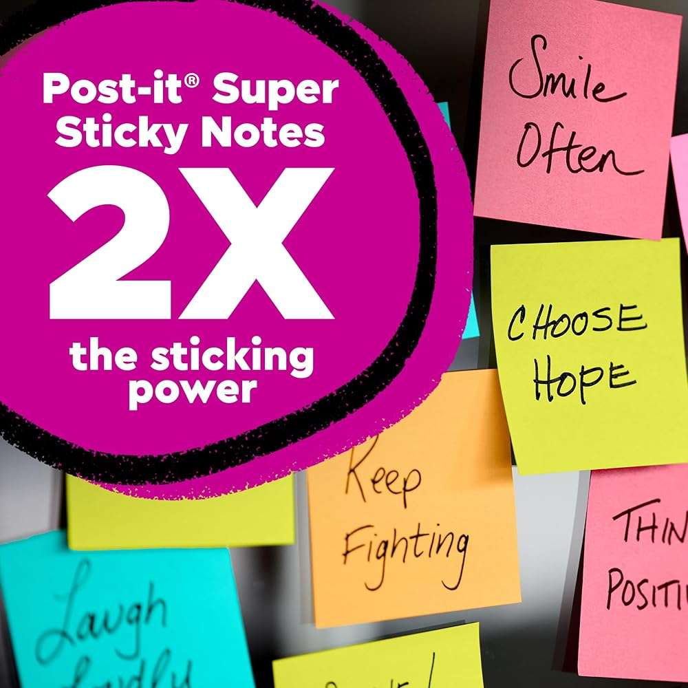 Post-it Super Sticky Notes, 5 Sticky Note Pads, 3 x 3 in., School Supplies, Office Products, Sticky Notes for Vertical Surfaces, Monitors, Walls and Windows, Power Pink - Image 4