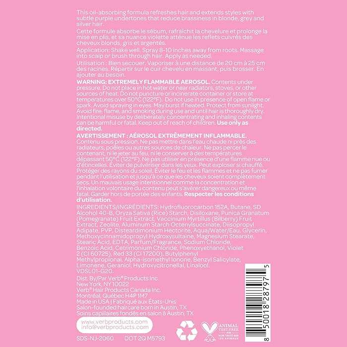 VERB Dry Shampoo Light - Refresh, Absorb Oils + Extends Styles - Refreshing Dry Shampoo Spray for Light Tones - Vegan, No Parabens or Harmful Sulfates - Image 10