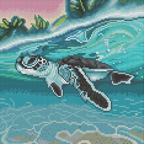 DIAMOND ART CLUB Tropical Sea Turtle Diamond Painting Kit, Fun DIY Crafts for Adults, Round Diamond Art Canvas, 13" x 13" (32.8 cm x 32.8 cm) - Image 2