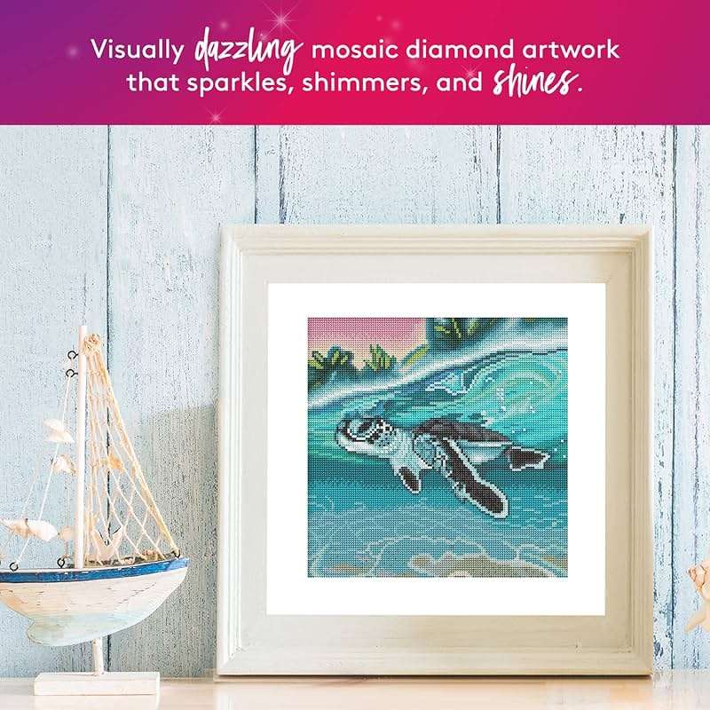 DIAMOND ART CLUB Tropical Sea Turtle Diamond Painting Kit, Fun DIY Crafts for Adults, Round Diamond Art Canvas, 13" x 13" (32.8 cm x 32.8 cm) - Image 3