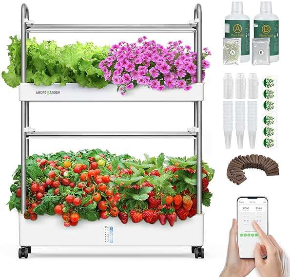 Ahopegarden Indoor Garden Hydroponics Growing System Kit: 60 Pods Indoor Herb Garden with LED Grow Light - Plant Germination Kit, 32L Large Capacity Hydroponic Tower for Vegetables Fruits Flowers - Image 1