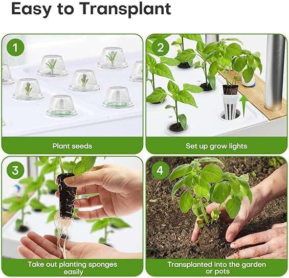 Ahopegarden Indoor Garden Hydroponics Growing System Kit: 60 Pods Indoor Herb Garden with LED Grow Light - Plant Germination Kit, 32L Large Capacity Hydroponic Tower for Vegetables Fruits Flowers - Image 5
