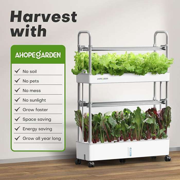 Ahopegarden Indoor Garden Hydroponics Growing System Kit: 60 Pods Indoor Herb Garden with LED Grow Light - Plant Germination Kit, 32L Large Capacity Hydroponic Tower for Vegetables Fruits Flowers - Image 7