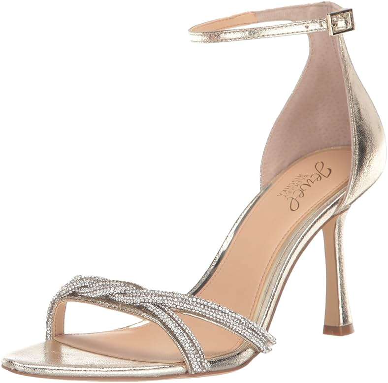 Jewel Badgley Mischka Vani Glitter Straps Stiletto Heels - Image 1