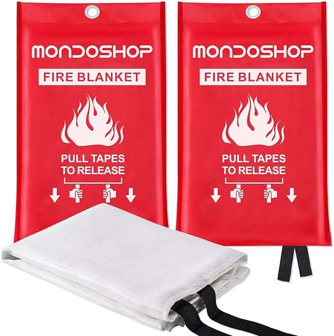 Mondoshop Fire Blankets Emergency for Kitchen Home - Emergency Fire Retardant Blanket for Home Fireproof Blanket for Camping, Grill, Car, Office, Warehouse, School, Picnic, Fireplace - Image 1