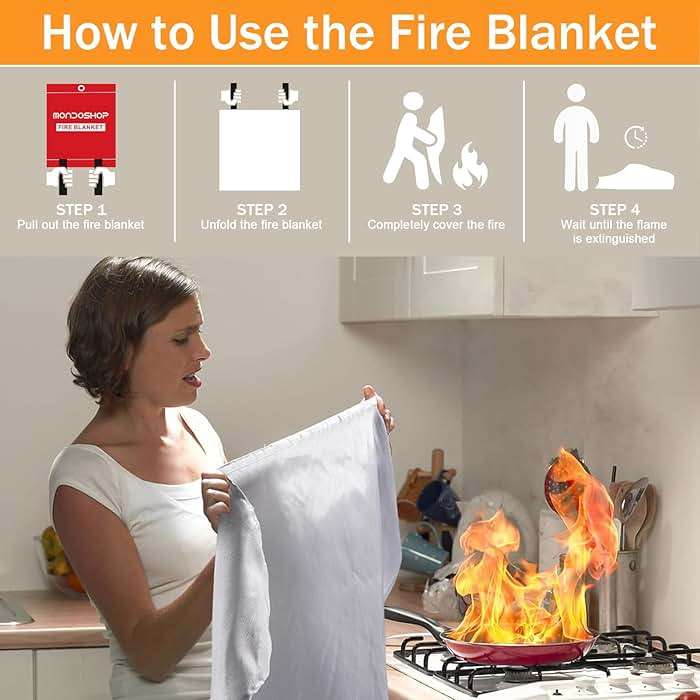 Mondoshop Fire Blankets Emergency for Kitchen Home - Emergency Fire Retardant Blanket for Home Fireproof Blanket for Camping, Grill, Car, Office, Warehouse, School, Picnic, Fireplace - Image 3
