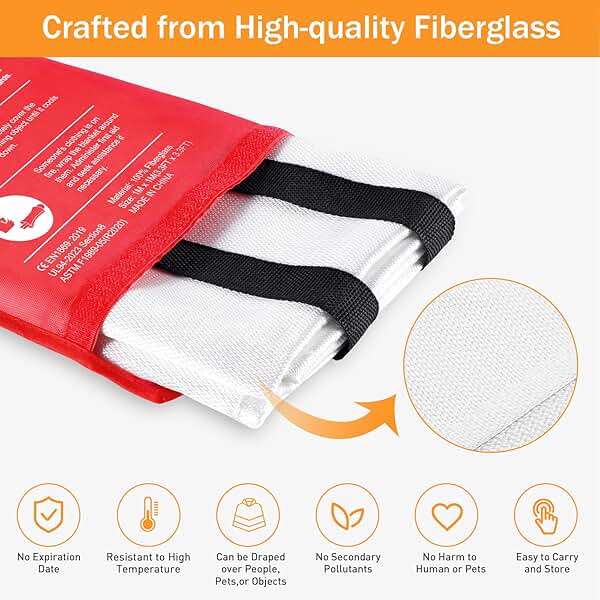 Mondoshop Fire Blankets Emergency for Kitchen Home - Emergency Fire Retardant Blanket for Home Fireproof Blanket for Camping, Grill, Car, Office, Warehouse, School, Picnic, Fireplace - Image 6