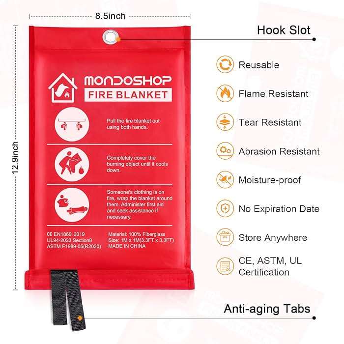 Mondoshop Fire Blankets Emergency for Kitchen Home - Emergency Fire Retardant Blanket for Home Fireproof Blanket for Camping, Grill, Car, Office, Warehouse, School, Picnic, Fireplace - Image 7