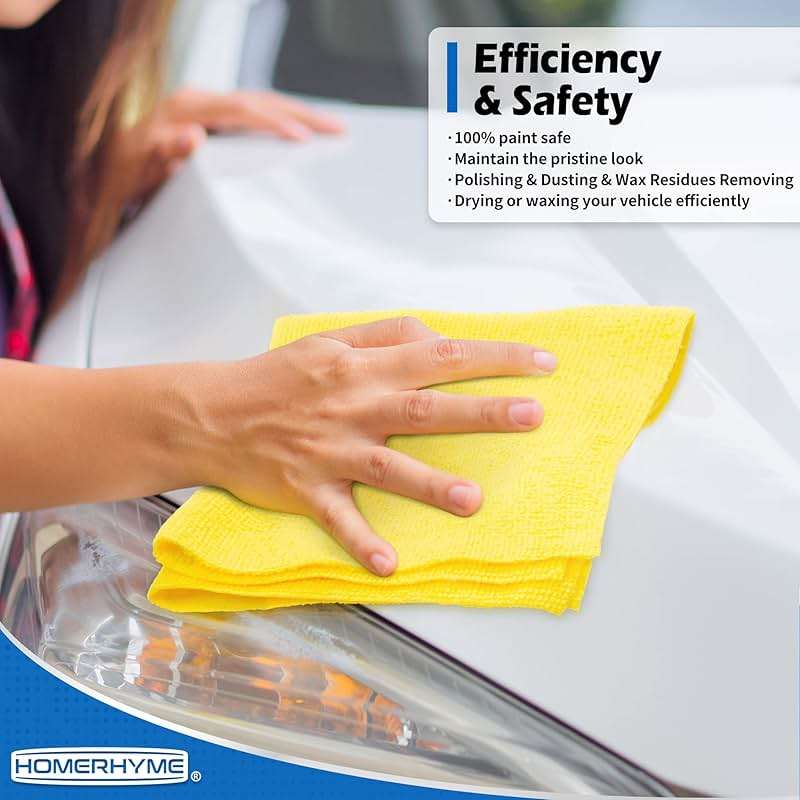 HOMERHYME Microfiber Cleaning Cloth, 100 Pack Cleaning Rags Microfiber Towel Bulk Absorbent Lint-Free Wash Cloths, All-Purpose Towels for Cars, Shop, Automotive, Garage, Home and Kitchen 11.5"*11.5" - Image 5