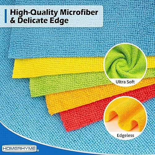 HOMERHYME Microfiber Cleaning Cloth, 100 Pack Cleaning Rags Microfiber Towel Bulk Absorbent Lint-Free Wash Cloths, All-Purpose Towels for Cars, Shop, Automotive, Garage, Home and Kitchen 11.5"*11.5" - Image 6