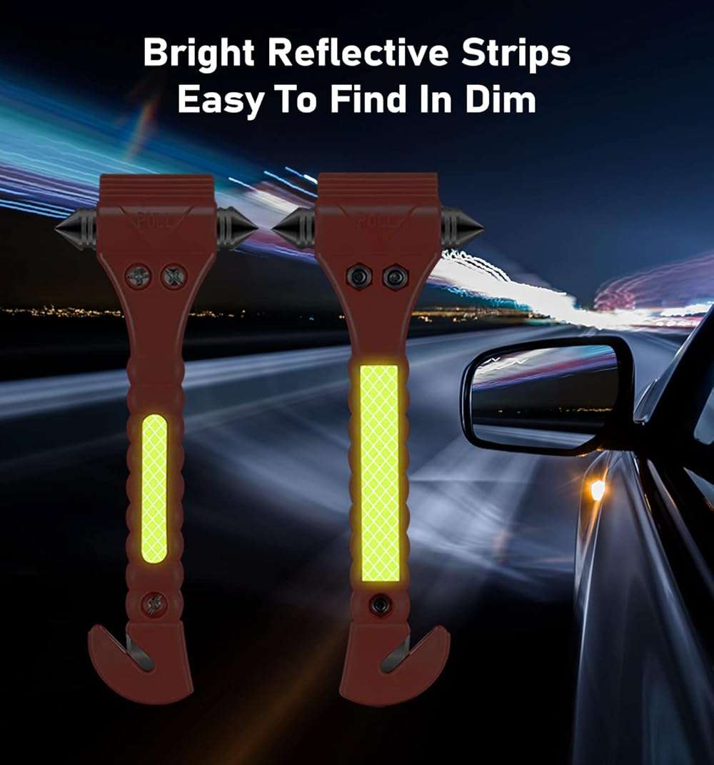KLSKKJ Car Safety Hammer 10 Pack, Car Emergency Escape Tool Car Window Glass Breaker and Seat Belt Cutter with Light Reflective Tape for Family Rescue, Life Saving Survival Kit - Image 5