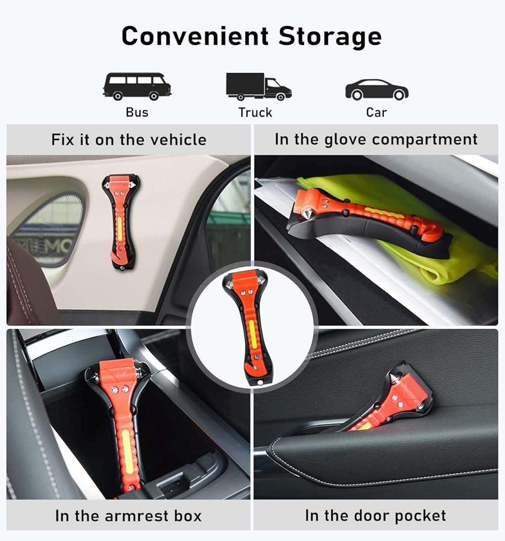 KLSKKJ Car Safety Hammer 10 Pack, Car Emergency Escape Tool Car Window Glass Breaker and Seat Belt Cutter with Light Reflective Tape for Family Rescue, Life Saving Survival Kit - Image 6