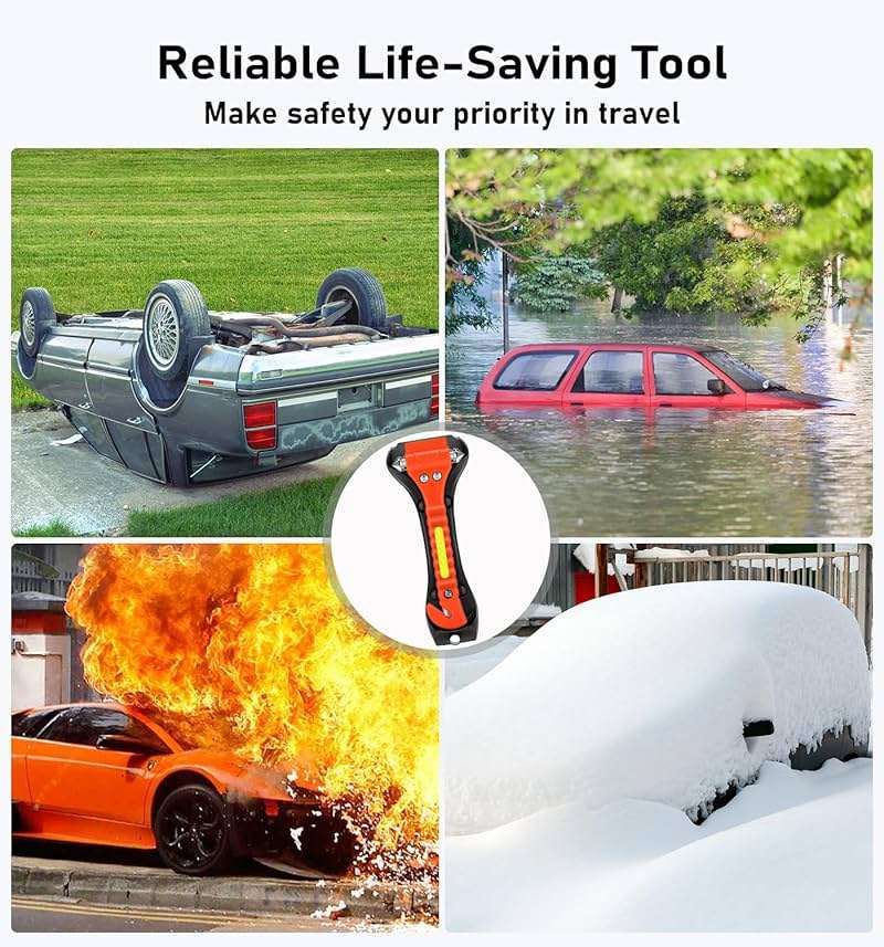 KLSKKJ Car Safety Hammer 10 Pack, Car Emergency Escape Tool Car Window Glass Breaker and Seat Belt Cutter with Light Reflective Tape for Family Rescue, Life Saving Survival Kit - Image 7