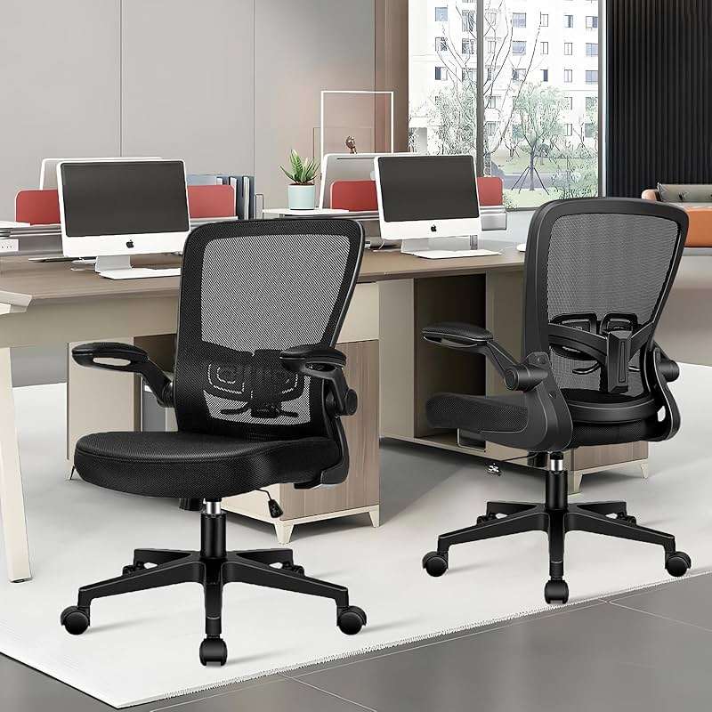 KLASIKA Desk Chairs with Wheels, Ergonomic Mesh Office Chair Adjustable Height and Swivel Lumbar Support Home Office Chair with Flip Up Armrests (8PK) - Image 9