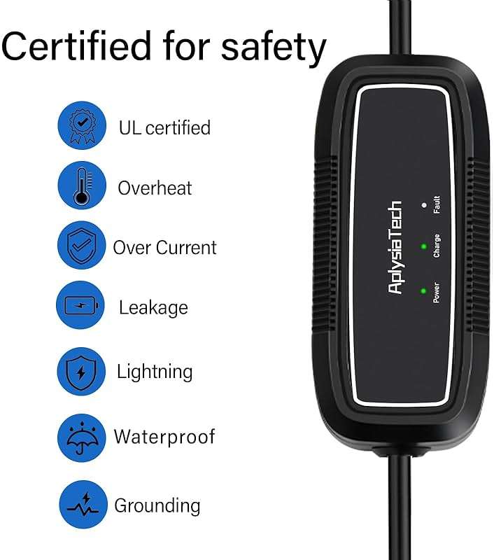 AplysiaTech Level 1+2 EV Charger, 16Amp 110-240V, Portable SAE J1772 Electric Car Chargers, Plug-in EV Charging Station for Home,21 Ft Level 2 Charger Cable NEMA 6-20Plug(Tesla Need Adapter) - Image 2