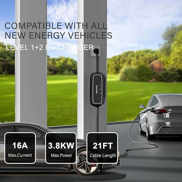 AplysiaTech Level 1+2 EV Charger, 16Amp 110-240V, Portable SAE J1772 Electric Car Chargers, Plug-in EV Charging Station for Home,21 Ft Level 2 Charger Cable NEMA 6-20Plug(Tesla Need Adapter) - Image 6
