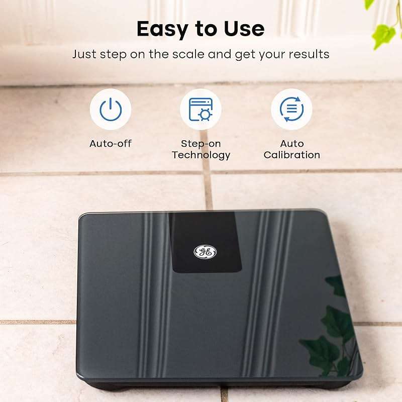 GE Bathroom Scale for Body Weight, Digital Weight Scales 500lb Heavy Duty Measuring Device for People Accurate BMI Weighing Machine with Bluetooth, Black - Image 4