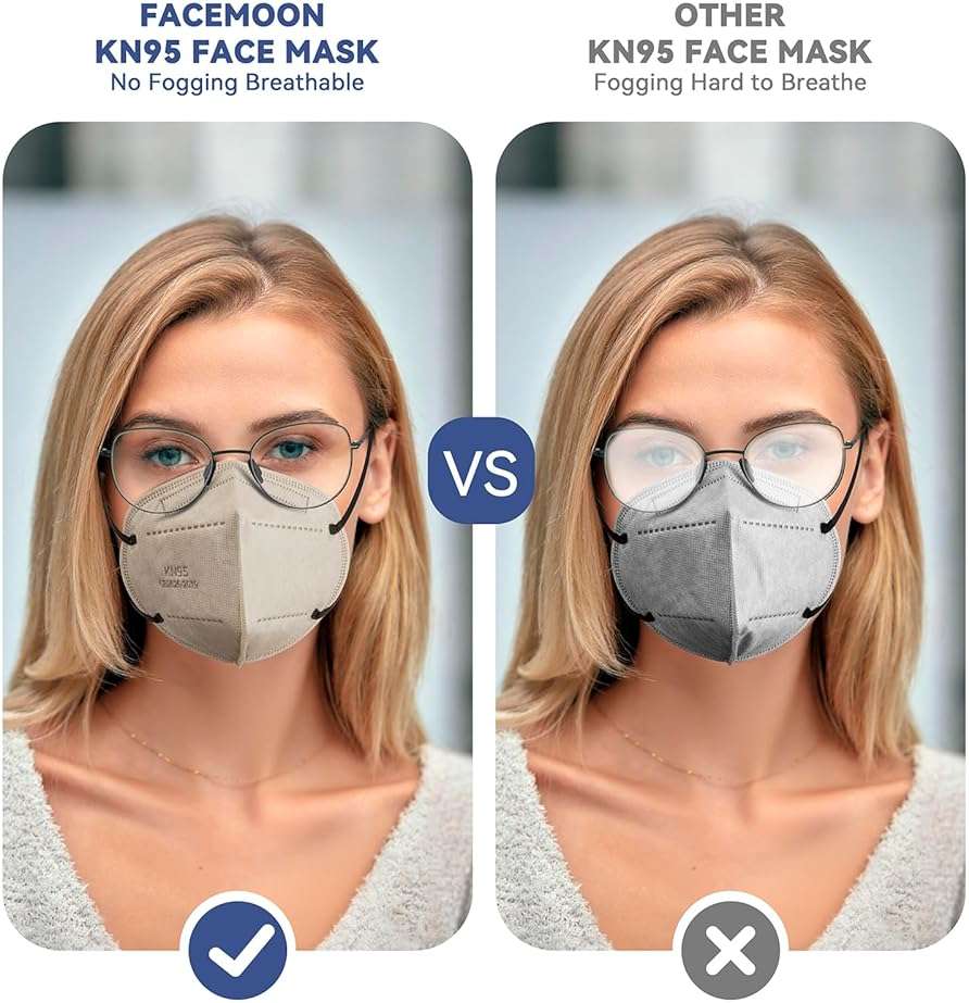 KN95 Face Masks Adults Disposable - 100 Pack KN95 Masks Protective Comfortable KN95 Masks 5-Layer KN95 Breathable Safety Face Masks & 5 Adjustable Mask Holder KN95 Masks 10 Colors - Image 3