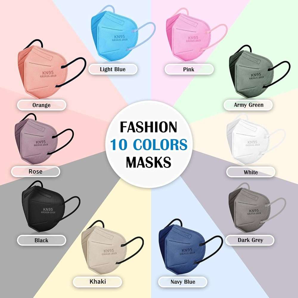 KN95 Face Masks Adults Disposable - 100 Pack KN95 Masks Protective Comfortable KN95 Masks 5-Layer KN95 Breathable Safety Face Masks & 5 Adjustable Mask Holder KN95 Masks 10 Colors - Image 7