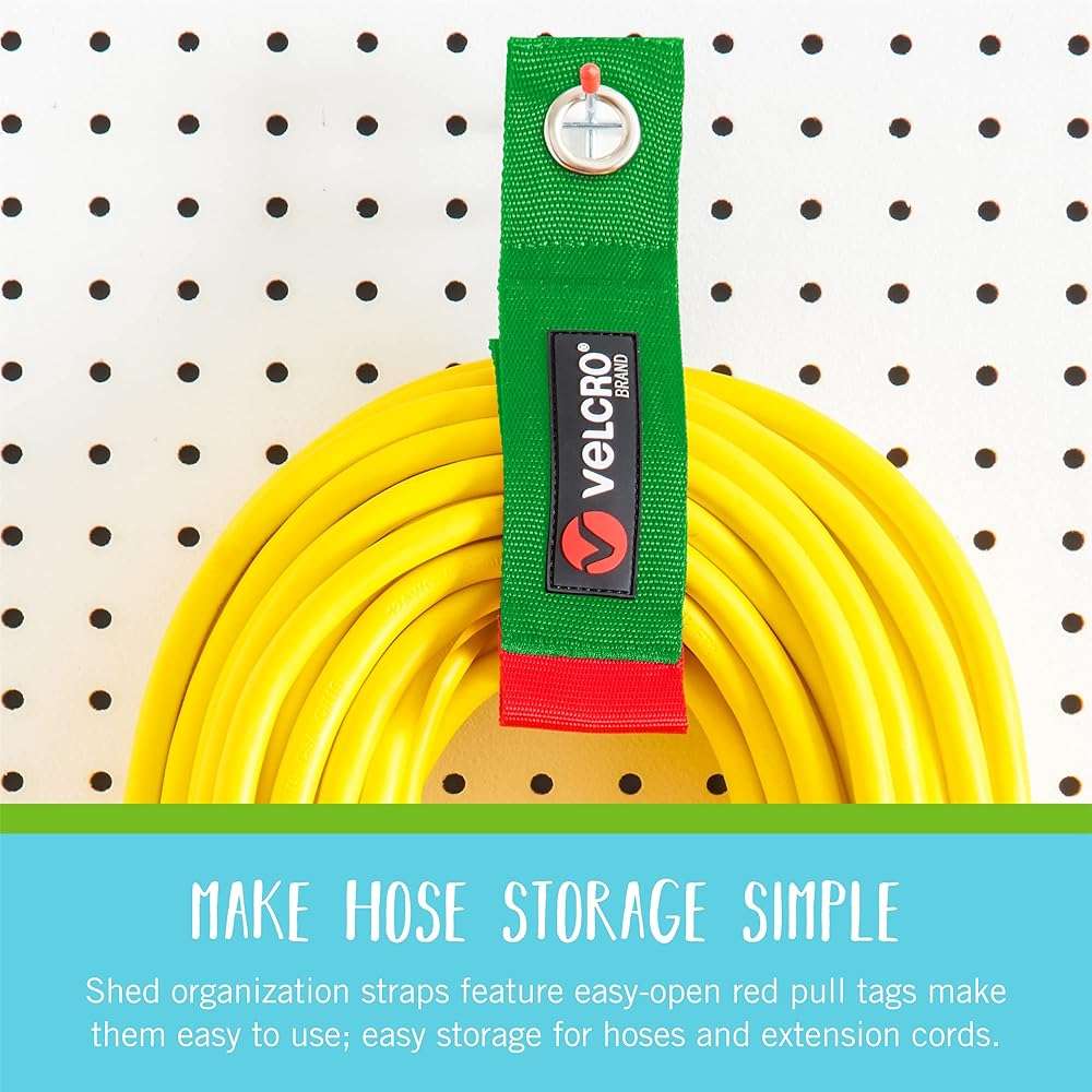 VELCRO Brand Easy Hang Garden Hose or Extension Cord Holder Organizer Variety Pack. Holds up to 100lbs. Heavy Duty Straps Perfect for Shed or Garage Organization. 3-pk 10",14" and 18", Black - Image 6