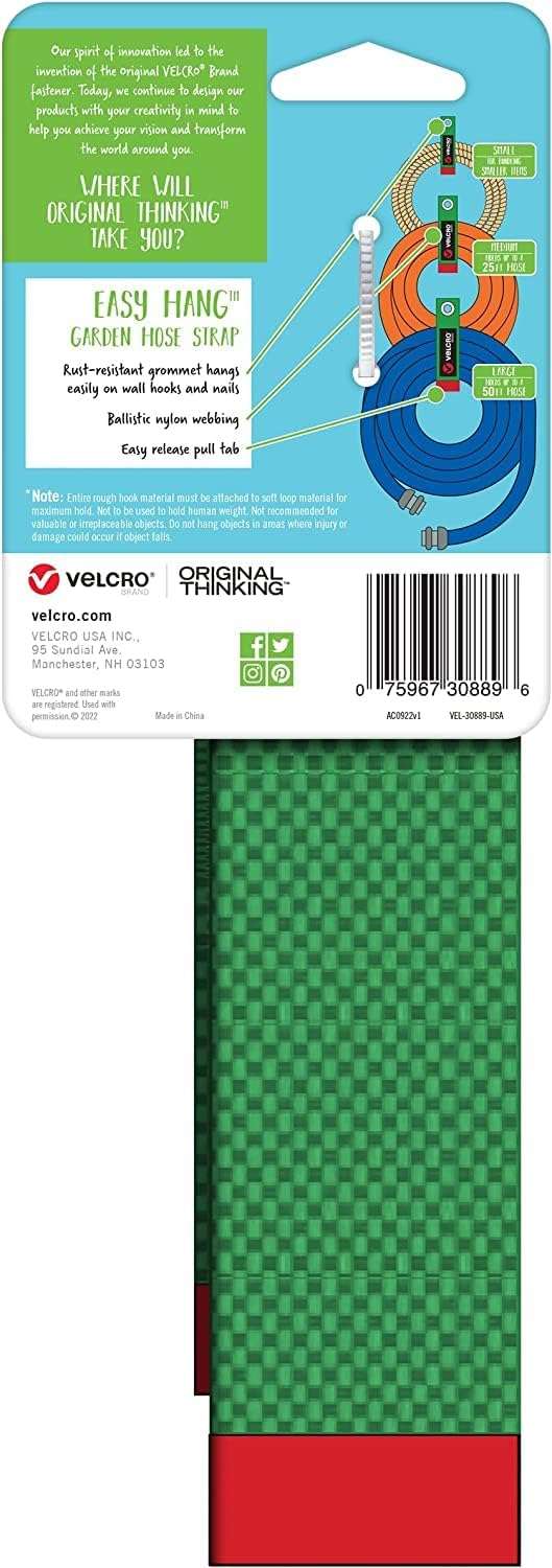 VELCRO Brand Easy Hang Garden Hose or Extension Cord Holder Organizer Variety Pack. Holds up to 100lbs. Heavy Duty Straps Perfect for Shed or Garage Organization. 3-pk 10",14" and 18", Black - Image 8