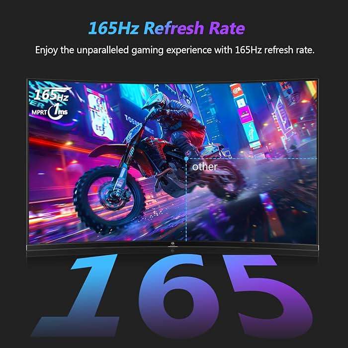 Z-Edge 27 inch Curved Gaming Monitor, QHD 1440P 165Hz 144Hz Curved 1500R Computer Monitor, MPRT 1ms Monitor Gaming, 16.7M Colors, UG27Q Frameless Bezel, 2X DP 1.4 Ports and 2X HDMI 2.0 Ports - Image 2