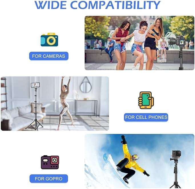 Sensyne 67" Phone-Tripod, Extendable Cell Phone Tripod Stand & Selfie Stick with Wireless Remote and Phone Holder, Compatible with iPhone Android Phone, Camera - Image 3