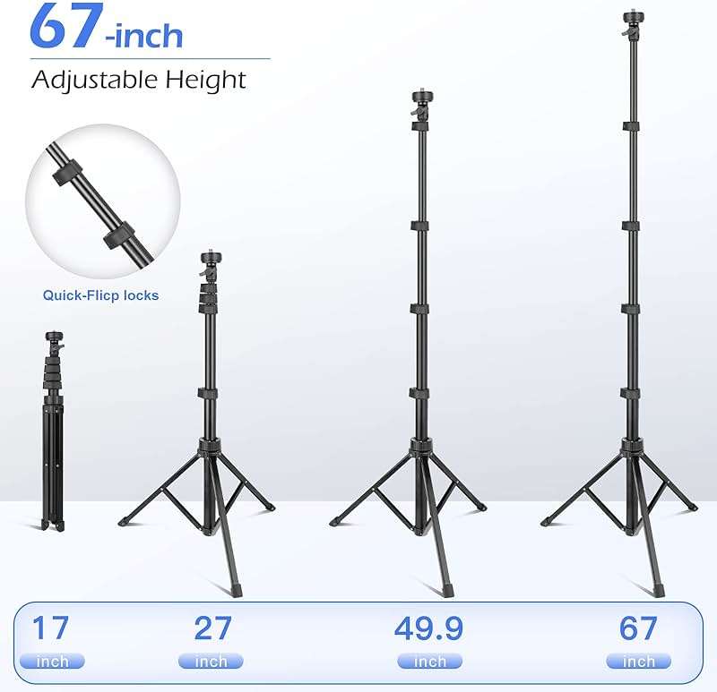 Sensyne 67" Phone-Tripod, Extendable Cell Phone Tripod Stand & Selfie Stick with Wireless Remote and Phone Holder, Compatible with iPhone Android Phone, Camera - Image 4