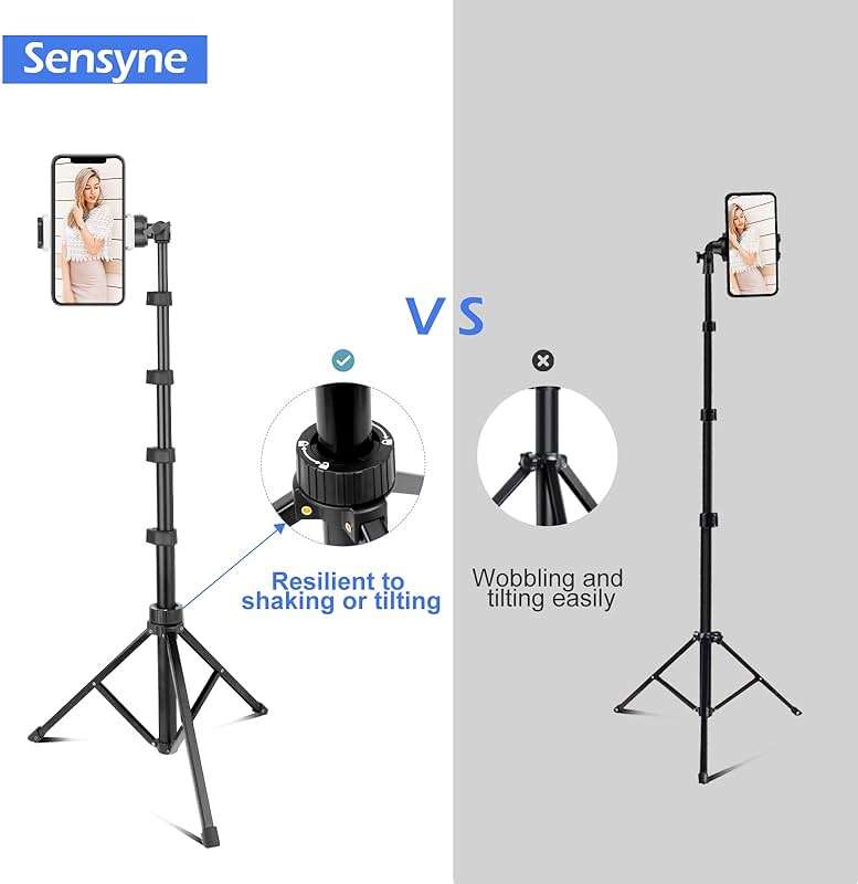 Sensyne 67" Phone-Tripod, Extendable Cell Phone Tripod Stand & Selfie Stick with Wireless Remote and Phone Holder, Compatible with iPhone Android Phone, Camera - Image 6
