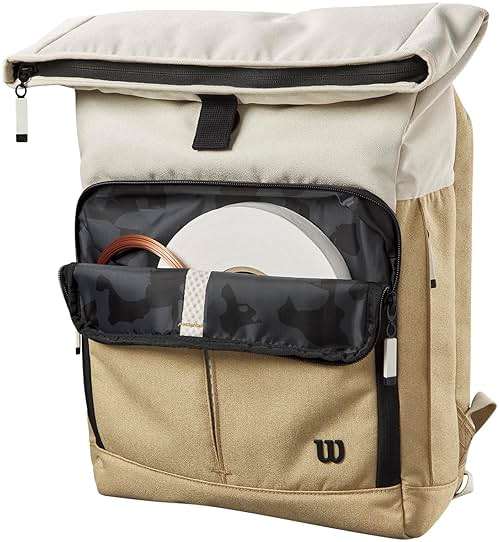 WILSON Lifestyle Foldover Tennis Backpack - Khaki, Holds up to 2 Rackets - Image 6