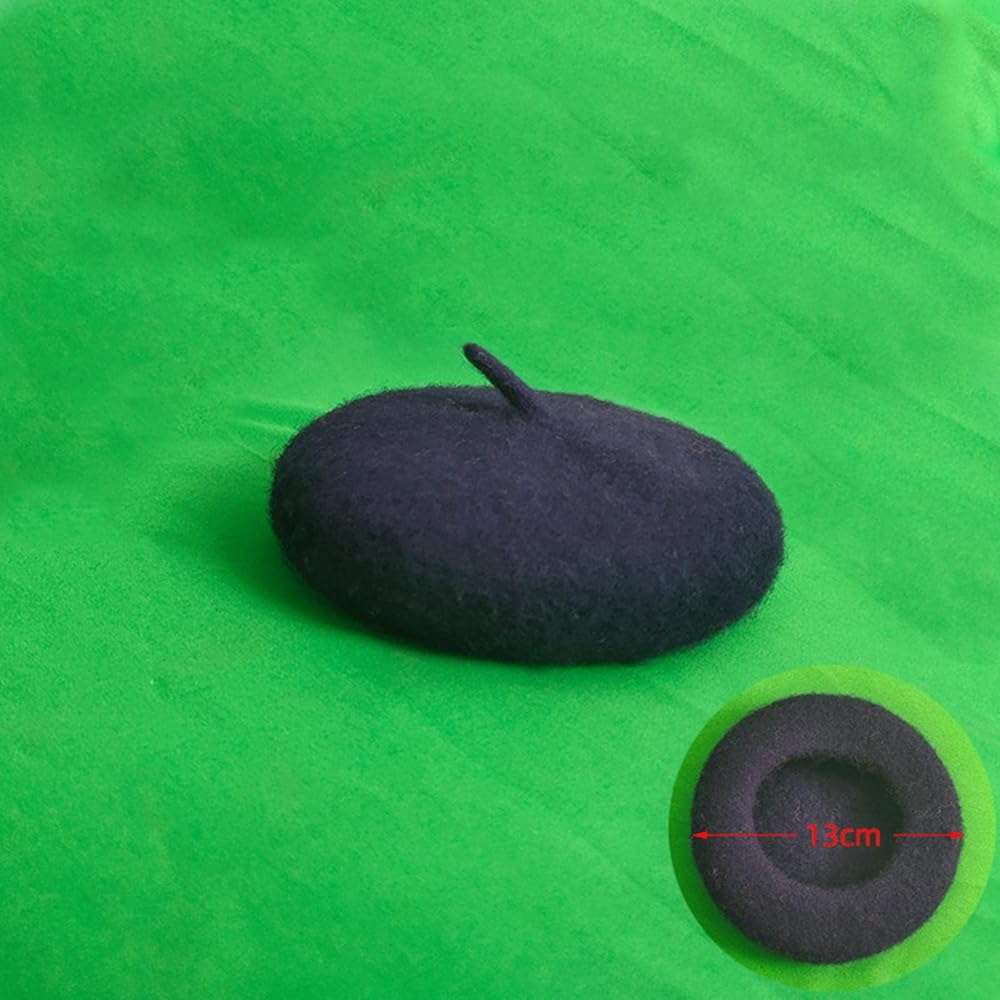 Leefasy Dog Cat Wool Beret Hat, 5.1 Inch Diameter with Adjustable Chin Strap, Warm Pet Costume for Photos and Vacations, Black - Image 7