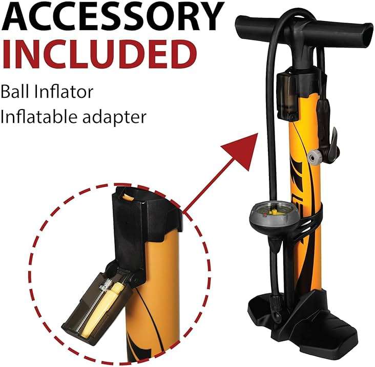 BV Bicycle Pump Durable Bike Floor Pump 17/24 inch Smart Valve Head, 160 psi, Automatically Reversible Presta and Schrader - Image 4